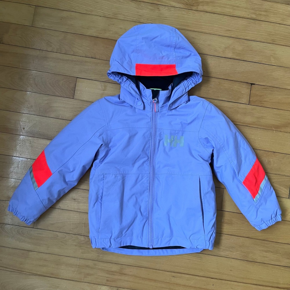 Helly Hansen Kids 110/5 Purple Orange Reflective Hooded Active Jacket
